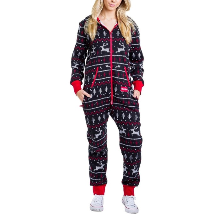 Women's Casual Contrast Color Elk Jumpsuit