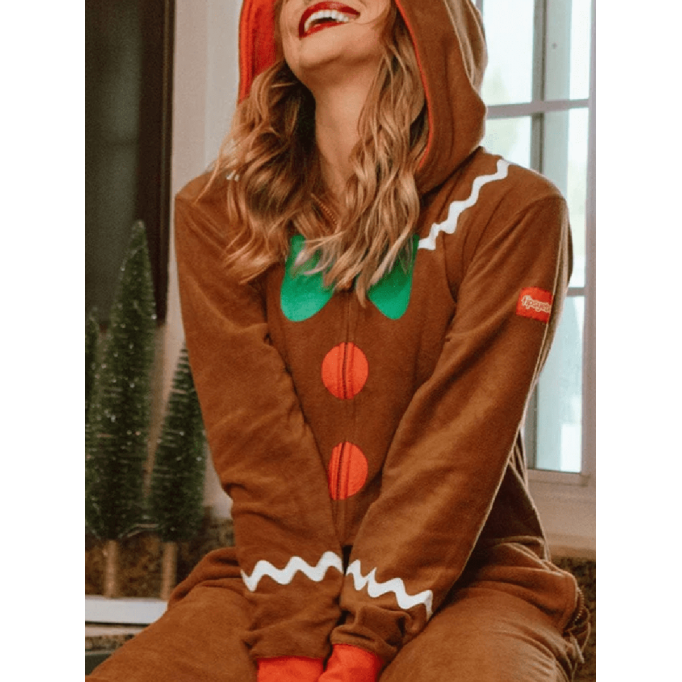 Women's Christmas Contrast Zip Jumpsuit