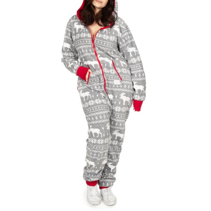 Women's Christmas Elk Print Zip Jumpsuit