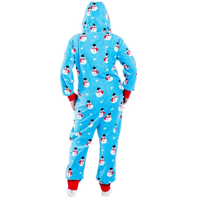 Women's Snowman Print Hooded Jumpsuit