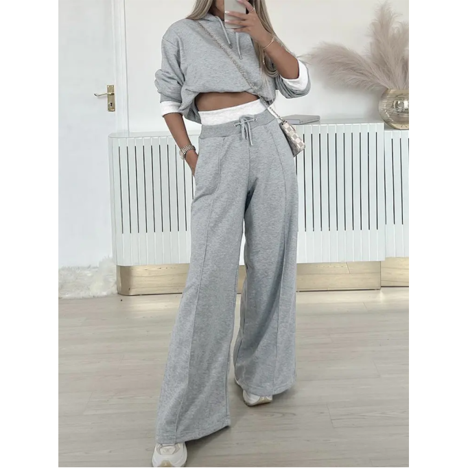 Women's Solid Color Hoodie Two Piece Set