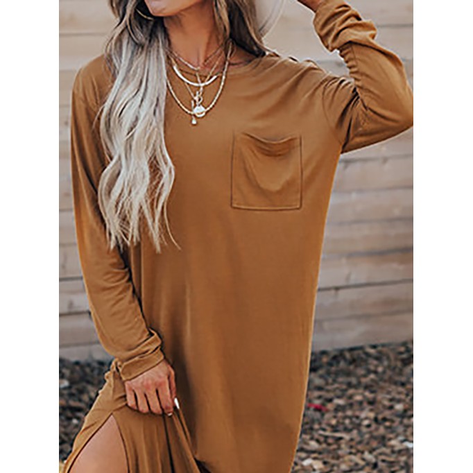 Women's Solid Color Split Long Dress