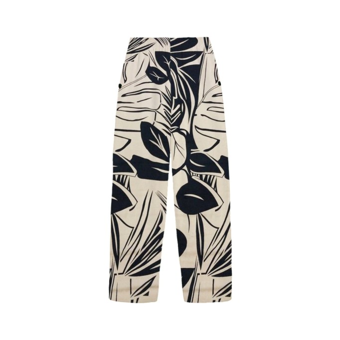 Women's vintage printed cotton and linen trousers