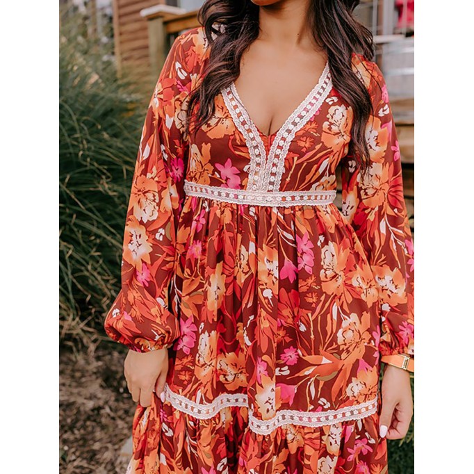 Women's Warm Floral Print Dresses